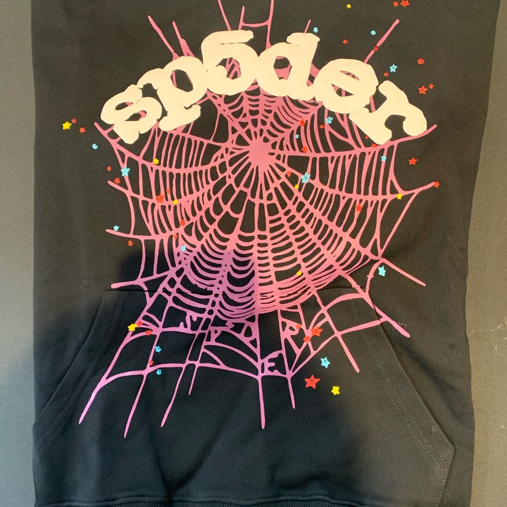 Sp5der Hoodie - Black with Pink web